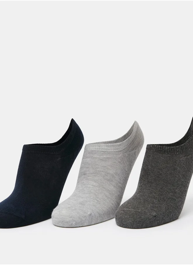 DUCHINI Men's Solid No Show Socks - Set of 3