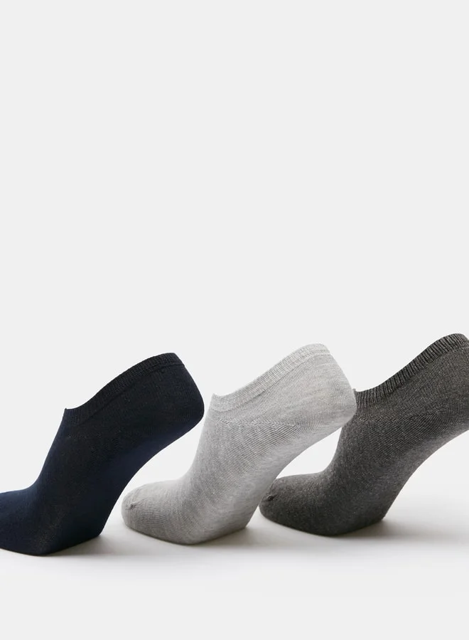 DUCHINI Men's Solid No Show Socks - Set of 3