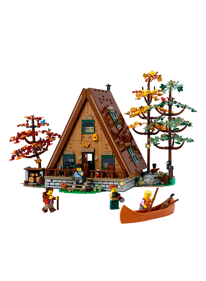 LEGO Ideas A-Frame Cabin 21338 Building Kit; Buildable Display Model For Adults; Gift For Nature And Architecture Lovers; Includes 3 Buildable Trees, 4 Customisable Minifigures And 11 Animal Figures (2,082 Pieces)