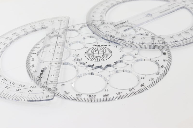 Isomars ProCircle, 180° Protractor and 360° Protractor Combo | Ideal for Manadala Art | Engineering Work | Circle Template and Semi-Circle and Circle D - Image 2