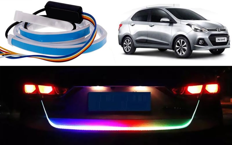 Selifaur 48Inch Ice Blue & Red DRL LED Brake with Side Turn Signal & Parking Indication Trunk | Boot | Dicky Light for Xcent - Image 1