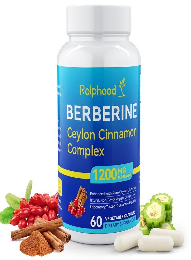 Rolphood Berberine Supplement with Ceylon Cinnamon Complex Supplements, Berberine HCl 97% Purity,Immunity Management,Non-GMO-60 Capsules - Image 1