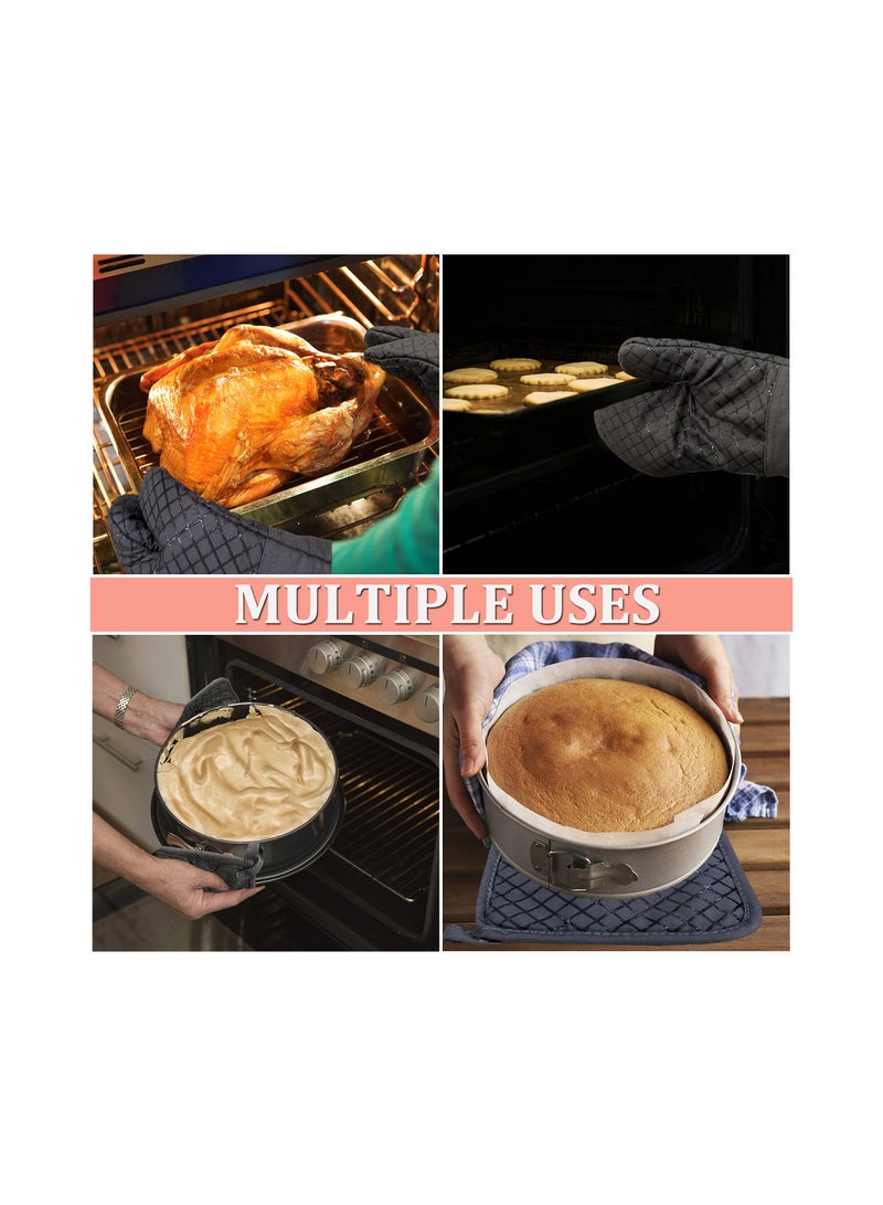 Barakah 4pcs Oven Mitts and Pot Holders Kitchen Oven Glove High Heat Resistant 500¬∞F Extra Long Oven Mitts and Potholder with Recycled Cotton Infill and Silicone Non-Slip Surface for Baking Cooking - Image 5