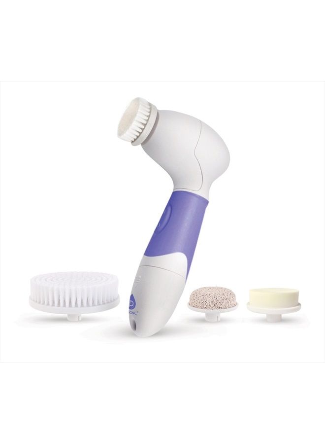Pursonic Advanced Facial And Body Cleansing Brush, Includes Facial Brush, Body Brush, Pumice Stone And Sponge Brush (purple) - Image 1