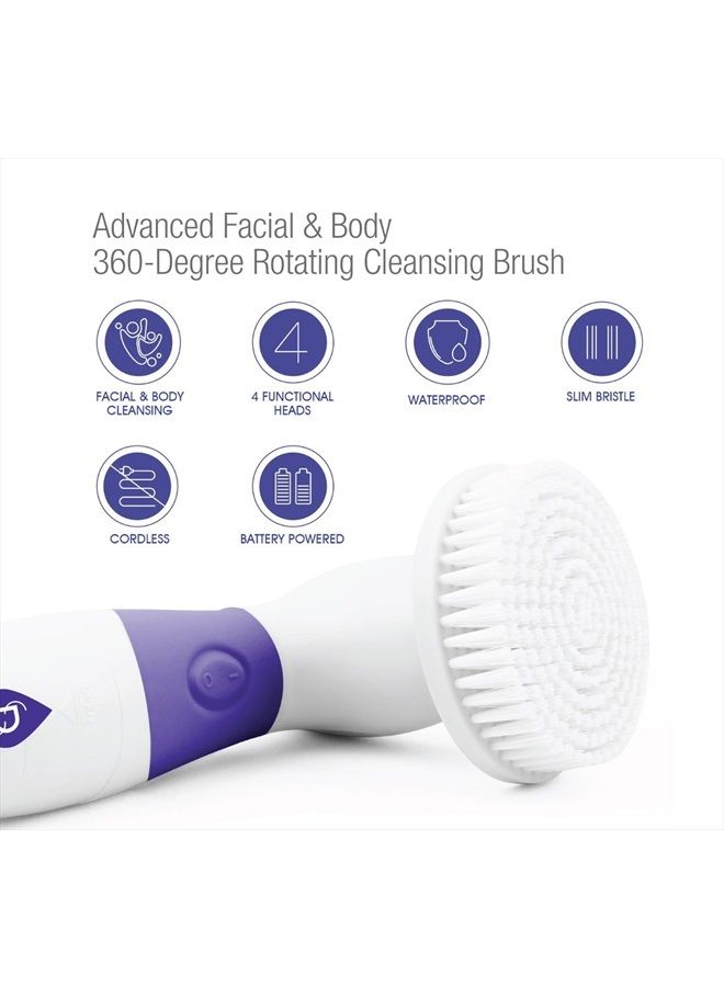 Pursonic Advanced Facial And Body Cleansing Brush, Includes Facial Brush, Body Brush, Pumice Stone And Sponge Brush (purple) - Image 2