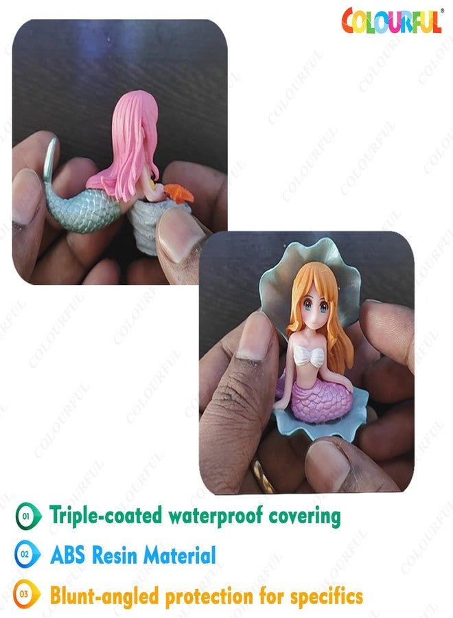 COLOURFUL - Miniature Mermaid Resin Figurine | Cute Aquarium Decoration | Fish Tank, Terrarium, Cake & Desk Decor (Shell Mermaid & Star Fish Mermaid, 2 Pieces) - Image 2