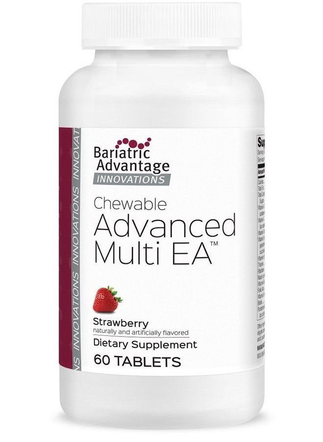 Bariatric Advantage - Chewable Advanced Multi EA, Daily Multivitamin for Bariatric Surgery Patients, 12 Easily Digestible Nutrients Including Vitamin D3, B12 and 45 mg Iron - Strawberry, 60 Count - Image 1