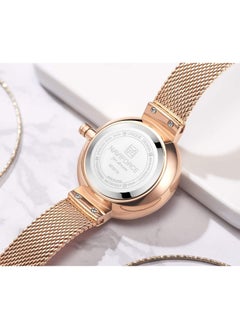 NAVIFORCE Elegant Women's Quartz Watch Stylish Round Dial with Floral Embossed Design Sparkling Crystal Hour Markers Stainless Steel Mesh Strap Fashionable Timepiece for Everyday Wear and Special Occasions  - Image 5