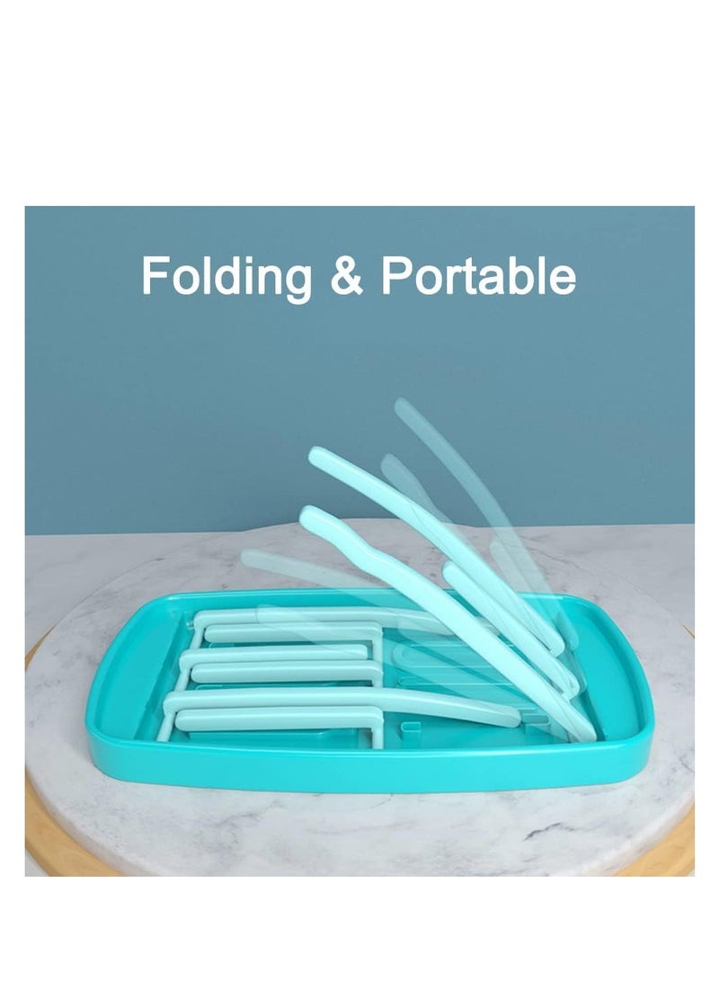 Factory Price Cooper Foldable Feeding Bottle Drying Rack with 9 Branches - Blue - Image 4