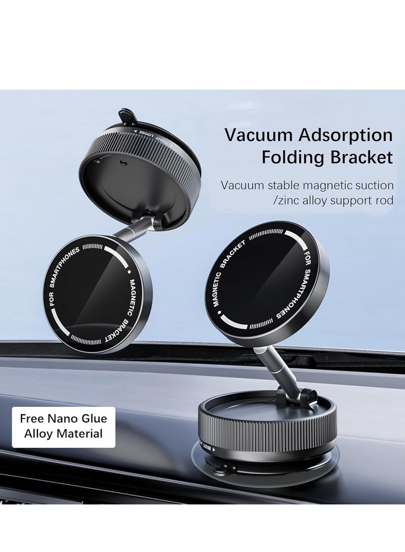 DIGI CORE Vacuum Magnetic Phone Holder Stand, Suction Cup Phone Mount With 5 Nano Gel Pads For Smooth/Rough Surfaces, 360°Adjustable Phone Stand For All iPhones, Android, Magnetic Phone Holder Car Mount, 360° Rotation Foldable Mobile Phone Magnetic Holder Black - Image 5