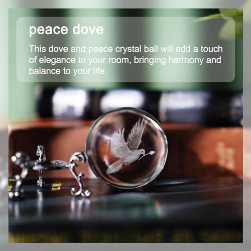 ZEERSHEE 60mm 3D Peace Dove Crystal Ball Figurine with Stand Glass Pigeon Ornament Decor for Home Table - Image 4