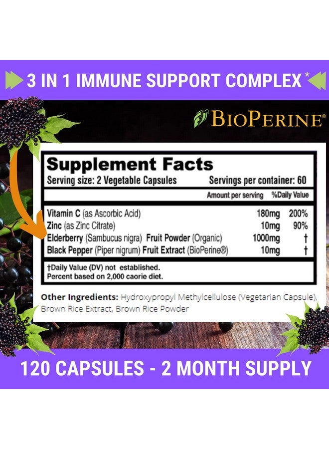 FRESH HEALTHCARE Elderberry Capsules - High Potency Black Elderberry with Zinc and Vitamin C - Premium Elderberry Vitamins for Adults - 3 in 1 Immune Support Supplement - Image 4