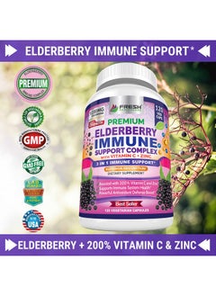 FRESH HEALTHCARE Elderberry Capsules - High Potency Black Elderberry with Zinc and Vitamin C - Premium Elderberry Vitamins for Adults - 3 in 1 Immune Support Supplement - pzsku/Z5A7E83105D624D9A5F45Z/45/_/1735907915/8cb1f58b-f22a-4572-a5fa-3e310e405dcb