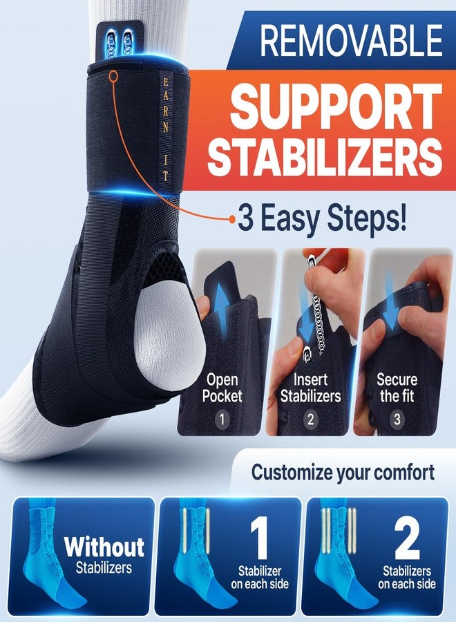 Dr. Brace®️ Breathable Ankle Brace For Sprained Ankle, Slim Fit. Unique Multi-Function Removable Stabilizer- Quick Lace Up Ankle Support for Women Men, Easy to use for Injury, Sprain, Sports (Black, Medium) - Image 2