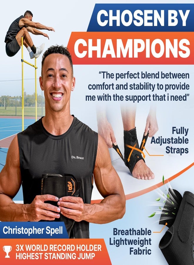 Dr. Brace®️ Breathable Ankle Brace For Sprained Ankle, Slim Fit. Unique Multi-Function Removable Stabilizer- Quick Lace Up Ankle Support for Women Men, Easy to use for Injury, Sprain, Sports (Black, Medium) - Image 4