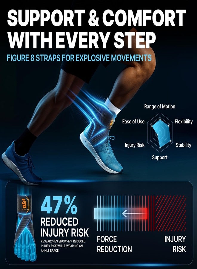 Dr. Brace®️ Breathable Ankle Brace For Sprained Ankle, Slim Fit. Unique Multi-Function Removable Stabilizer- Quick Lace Up Ankle Support for Women Men, Easy to use for Injury, Sprain, Sports (Black, Medium) - Image 3