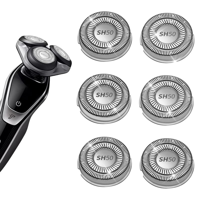 TGSBHIO 6 Pack SH50 Replacement Heads Double Blades Compatible with Philips Norelco 5000 Replacement Electric Shaving Head Razor Blades - Image 1