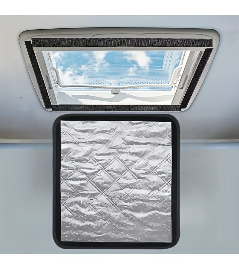 A Sunshade for RV Skylights UV and Heat Insulation Blocks Sunlight Foldable Easy Install for RVs Campers and Trailers Silvery - Image 1