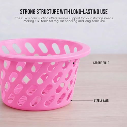 BIANCO Plastic Storage Net Basket with Zip Closure – Multipurpose Mesh Organizer for Fruits, Vegetables, Essentials – Durable, Lightweight & Breathable Design for Home & Pantry Use (Pink) - Image 4