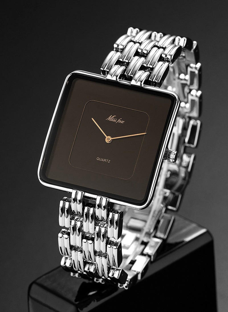 MISS FOX Fashion Simple Business High-End Silver Square Quartz Men's Watch - Image 1