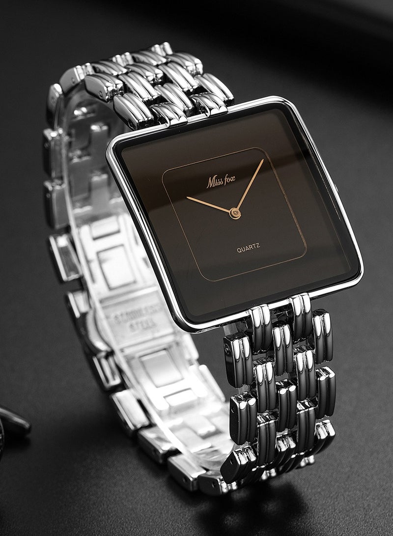 MISS FOX Fashion Simple Business High-End Silver Square Quartz Men's Watch - Image 2