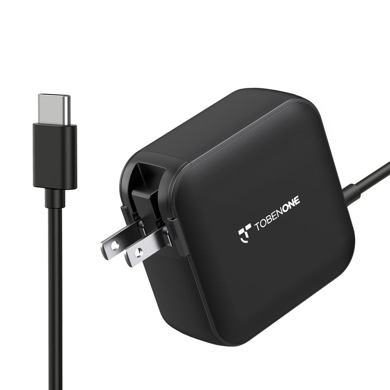 TOBENONE شاحن لابتوب USB C بقوة 100 واط، محول طاقة عالمي GaN III، شاحن سريع قابل للطي بديل PD3.0 لجهاز MacBook Pro/Air، HP، Lenovo، Asus، Steam Deck، وجميع أجهزة Type C (كابل بطول 5 أقدام) - Image 1