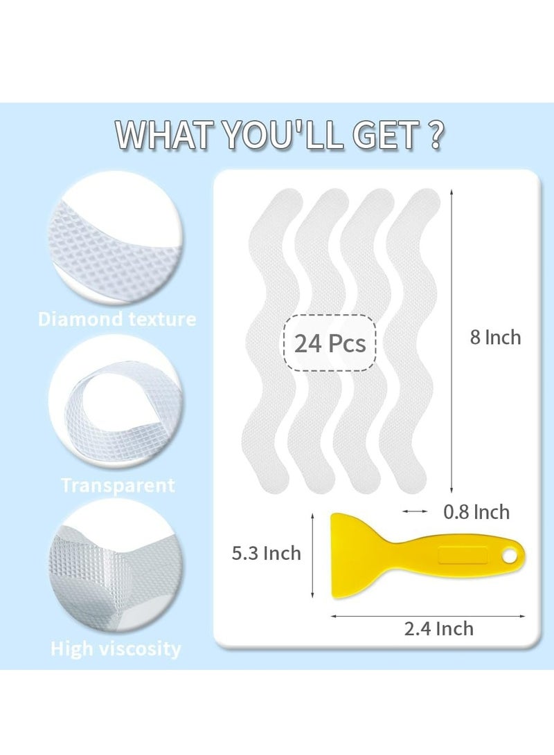 Oasisgalore 24 Pcs Non-Slip Strip Shower Stickers, Type S Bath Anti Slip Stickers for Bath Tub Shower Stairs  - Image 3