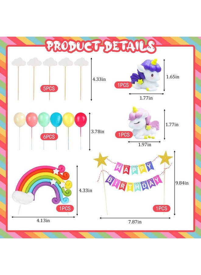 Knana 15Pcs Unicorn Cake Topper Unicorn Rainbow Cake Toppers Colorful Rainbow Clouds Birthday Cake Topper for Happy Birthday Cake Decorations Party Supplies - Image 2
