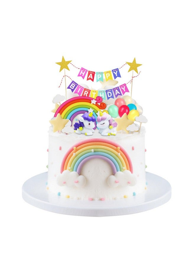 Knana 15Pcs Unicorn Cake Topper Unicorn Rainbow Cake Toppers Colorful Rainbow Clouds Birthday Cake Topper for Happy Birthday Cake Decorations Party Supplies - Image 1
