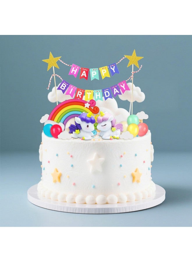Knana 15Pcs Unicorn Cake Topper Unicorn Rainbow Cake Toppers Colorful Rainbow Clouds Birthday Cake Topper for Happy Birthday Cake Decorations Party Supplies - Image 5