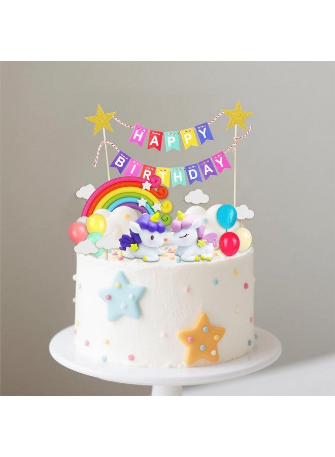 Knana 15Pcs Unicorn Cake Topper Unicorn Rainbow Cake Toppers Colorful Rainbow Clouds Birthday Cake Topper for Happy Birthday Cake Decorations Party Supplies - Image 4