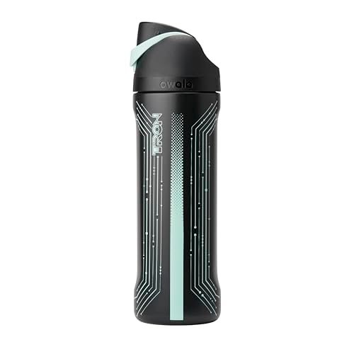 Owala TRON FreeSip Insulated Stainless Steel Glow in the Dark Water Bottle with Straw for Sports and Travel BPAFree 24 oz Black - Image 1