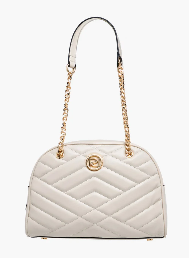 Paprika Quilted Shoulder Bag with Zip Closure