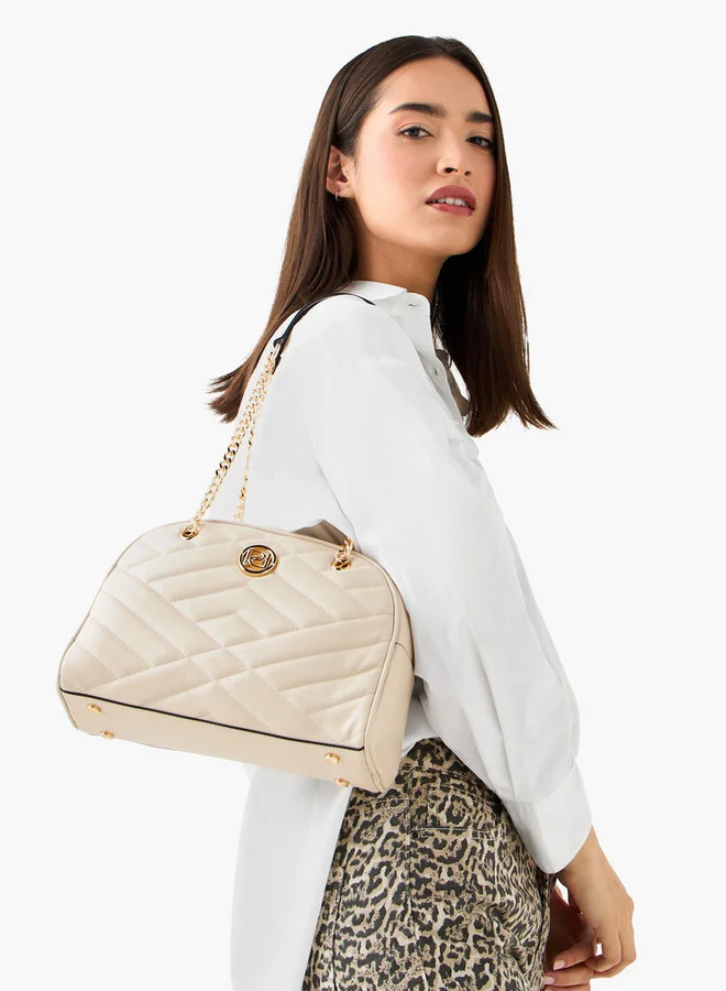 Paprika Quilted Shoulder Bag with Zip Closure