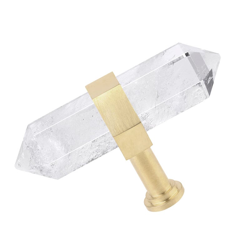 mookaitedecor Set of 2 Rock Quartz Double Crystal Points Drawer Knobs with Screws  Decorative Stone Cabinet Handle Pulls for Dresser Cupboard Kitchen Decor  Golden - Image 2