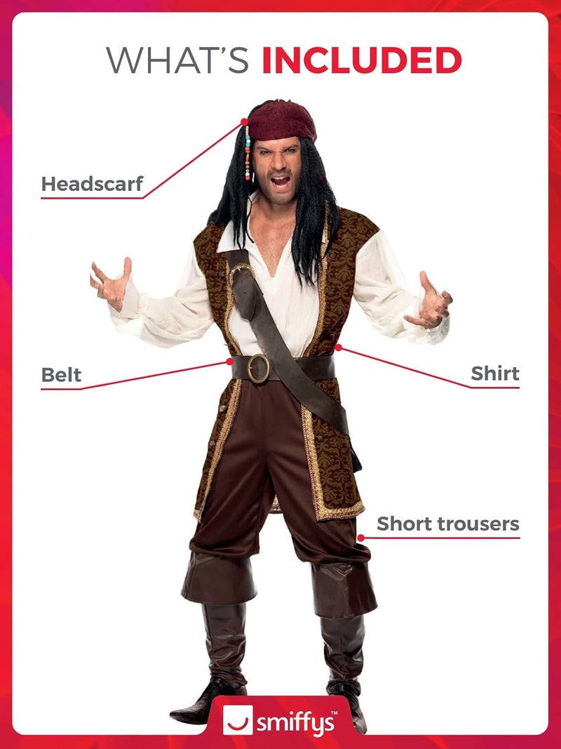 Smiffys High Seas Pirate Costume for Adults - Brown - Image 4