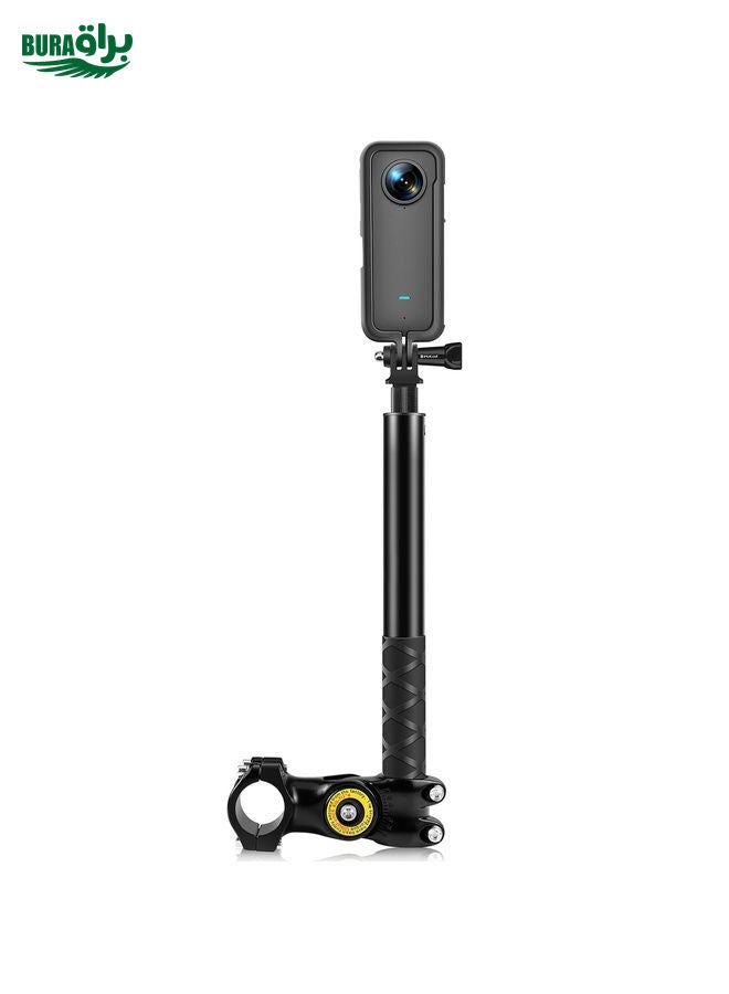 BURAQ PULUZ Motorcycle Bicycle Handlebar Fixture Mount Camera Bracket Adapter with Monopod Stand - Image 1