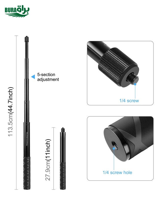 BURAQ PULUZ Motorcycle Bicycle Handlebar Fixture Mount Camera Bracket Adapter with Monopod Stand - Image 2