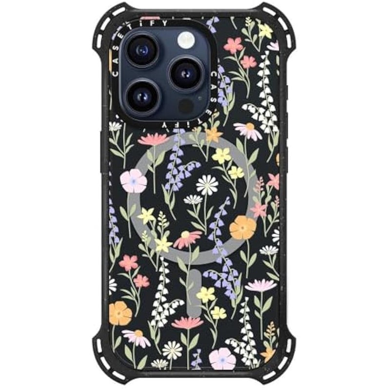 Casetify Bounce iPhone 15 Pro Case 【6X Military Grade Drop Tested / 21.3ft Drop Protection/Compatible with Magsafe】 - Cute Little Floral - Triple Black - Image 2