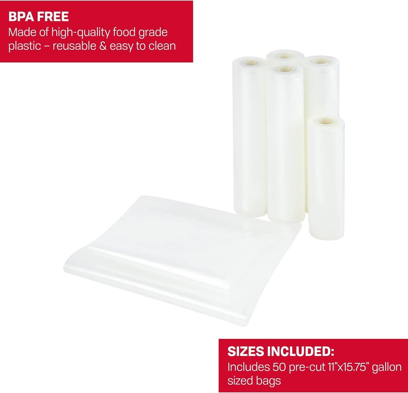 Nesco VS-07V Vacuum Sealer Bag Variety Pack, Bag/Roll Combo, Clear - Image 4