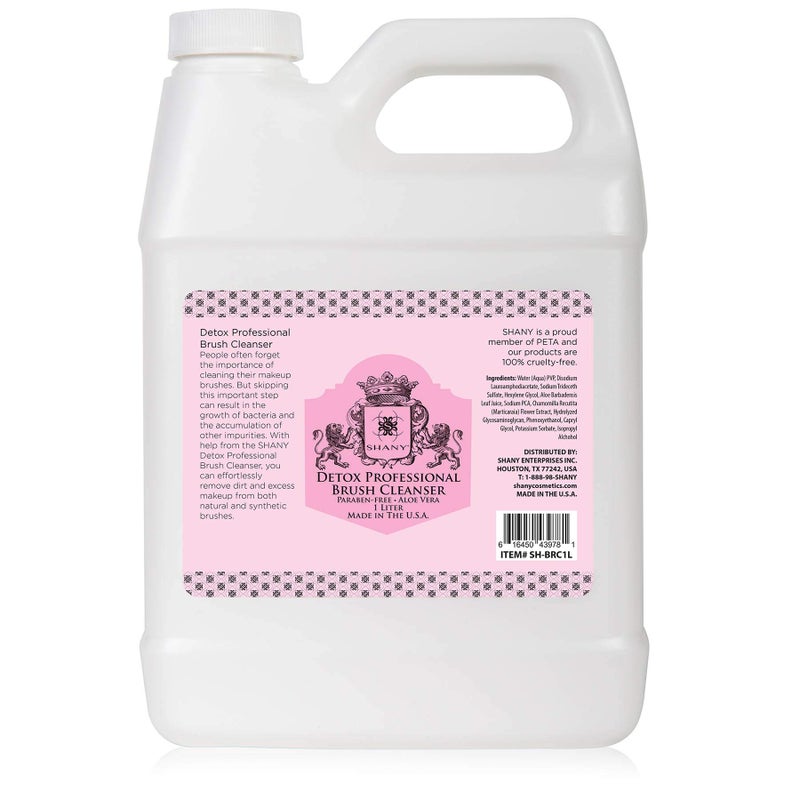 SHANY DETOX Professional Makeup Brush and Sponge Shampoo, Brush Cleanser, Removes dirt, Makeup from brushes and Sponges - Paraben Free, Vegan, Cruelty Free - Instant Dry - (32oz) 1 Liter - Image 1