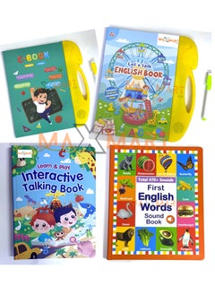 Interactive Sound Book for Toddlers, Set of 4 Preschool Educational Sound Books for Kids Learn & Play with Fun Interactive Talking Book