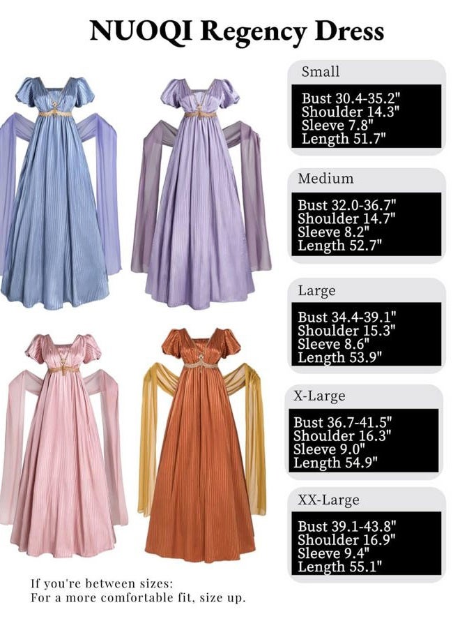 Nuoqi Regency Dresses for Women 1800s Victorian Dress Empire Waist Ball Gown with Gloves Purple, S - Image 5