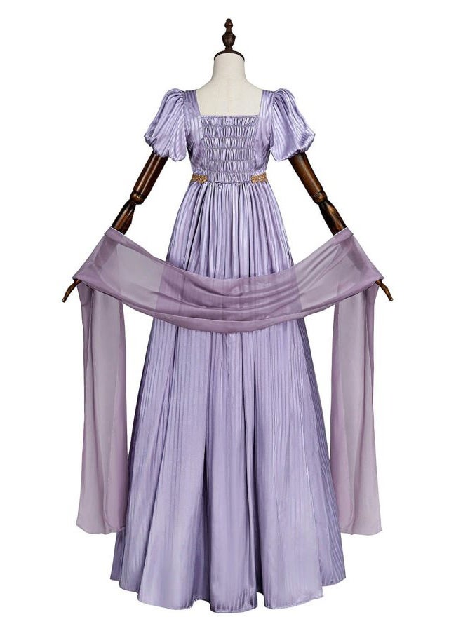Nuoqi Regency Dresses for Women 1800s Victorian Dress Empire Waist Ball Gown with Gloves Purple, S - Image 3