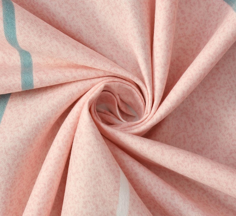 SHOMES Pure Soft Cotton Stripe Printed Diwan Set Covers 6 Pieces - 1 Single Bed Sheet (60 X 90) with 3 Cushion (16 X 16), 2 Bolster Covers (16 X 32) - Pink Color - Image 4