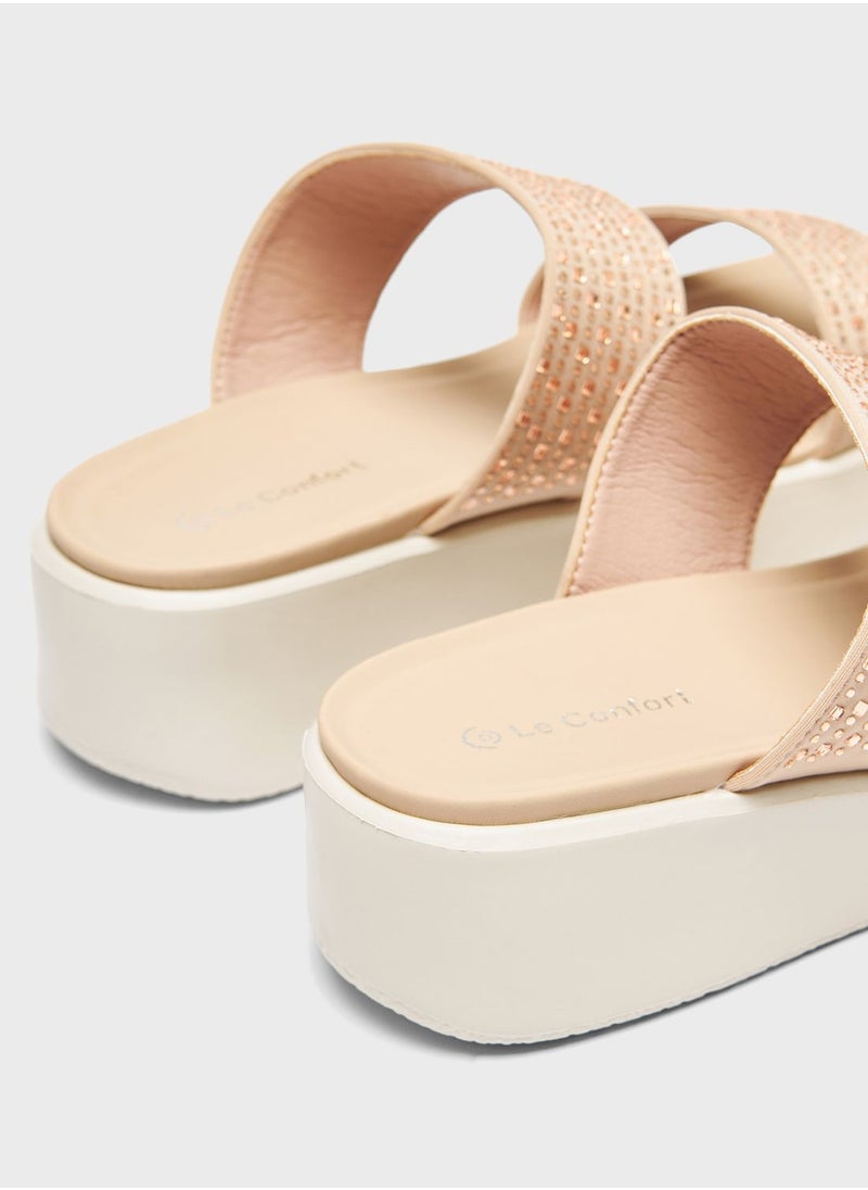 Le Confort - Double Strap Wedge Sandals - Image 1