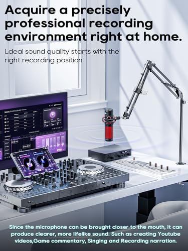 CACENCAN Boom Arm, 360° Rotatable Microphone Stand with Desk Mount, Foldable Desk Mic Arm with 3/8'' to 5/8'' Screw Adapter, Microphone Arm for Live Streaming, Gaming, Podcasting - Image 3