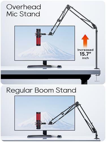 CACENCAN Boom Arm, 360° Rotatable Microphone Stand with Desk Mount, Foldable Desk Mic Arm with 3/8'' to 5/8'' Screw Adapter, Microphone Arm for Live Streaming, Gaming, Podcasting - Image 4