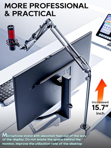CACENCAN Boom Arm, 360° Rotatable Microphone Stand with Desk Mount, Foldable Desk Mic Arm with 3/8'' to 5/8'' Screw Adapter, Microphone Arm for Live Streaming, Gaming, Podcasting - Image 2