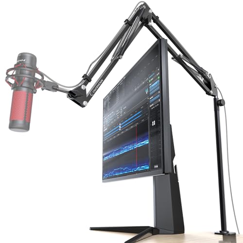 CACENCAN Boom Arm, 360° Rotatable Microphone Stand with Desk Mount, Foldable Desk Mic Arm with 3/8'' to 5/8'' Screw Adapter, Microphone Arm for Live Streaming, Gaming, Podcasting - Image 1